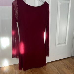 SHEIN Deep Red Long Sleeve Dress